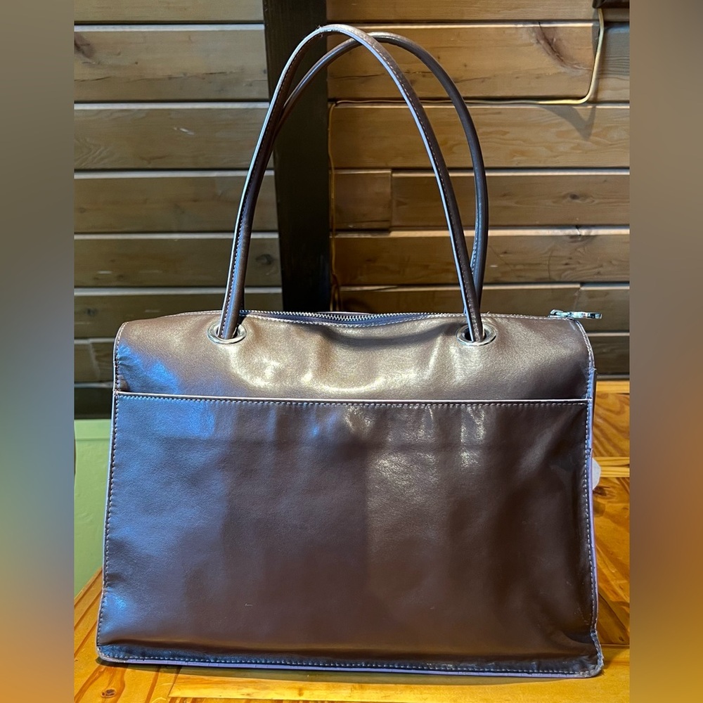 Chocolate brown Franklin Covey tote / briefcase in real leather